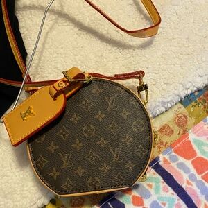 Brown Monogram Mini Bag with Yellow Accents